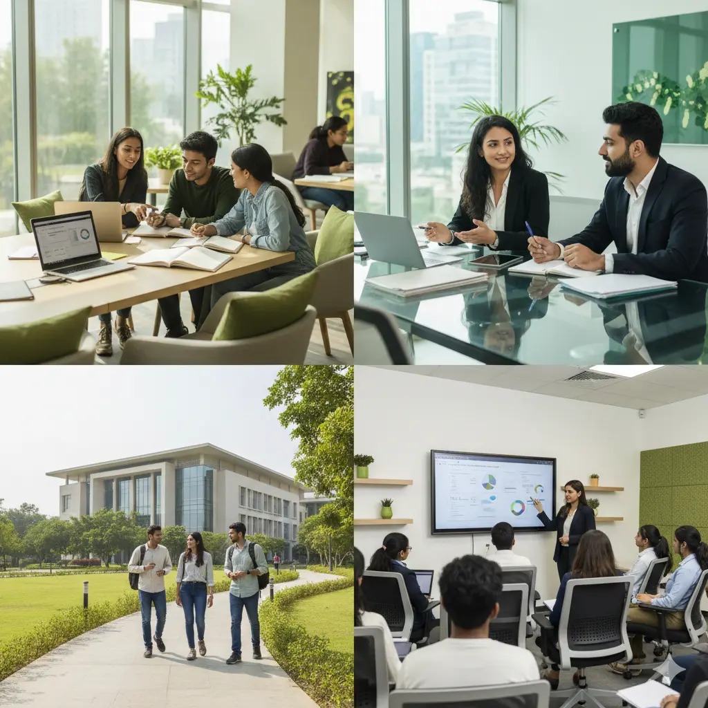 Students collaborating and learning together